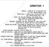 Score / Instruction Cards-ORBITOR 1 (Stern) Score cards