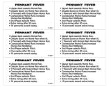 Score / Instruction Cards-PENNANT FEVER (Williams) Score cards 