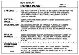 Score / Instruction Cards-ROBO WAR (Gottlieb) Score cards (4)