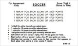 Score / Instruction Cards-SOCCER (Williams) Score Card Set