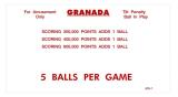 Score / Instruction Cards-GRANADA (Williams) Score cards (5)