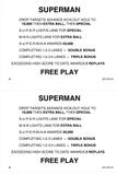 Score / Instruction Cards-SUPERMAN (Atari) Score cards (6)