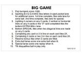 Score / Instruction Cards-BIG GAME (Stern) Score cards (6)