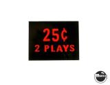 Price plate (CCM/Stern) 25&cent; 2 Plays