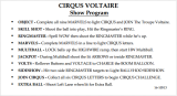 -CIRQUS VOLTAIRE (Bally) Score card 