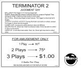 Score / Instruction Cards-TERMINATOR 2 (Williams) instruction card