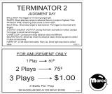 TERMINATOR 2 (Williams) instruction card