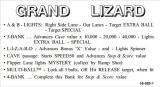 Score / Instruction Cards-GRAND LIZARD (Williams) Score Card