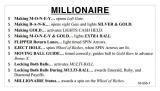 Score / Instruction Cards-MILLIONAIRE (Williams) Score Card