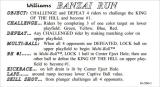 BANZAI RUN (Williams) Score card