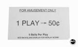 Score / Instruction Cards-Pricing card 50 cent