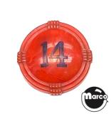 Pop Bumper Caps-Pop bumper cap deco dome red '14' numerals in blue