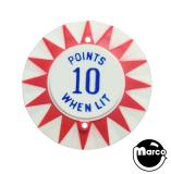 Pop bumper cap sunburst 'Points 10 When Lit'