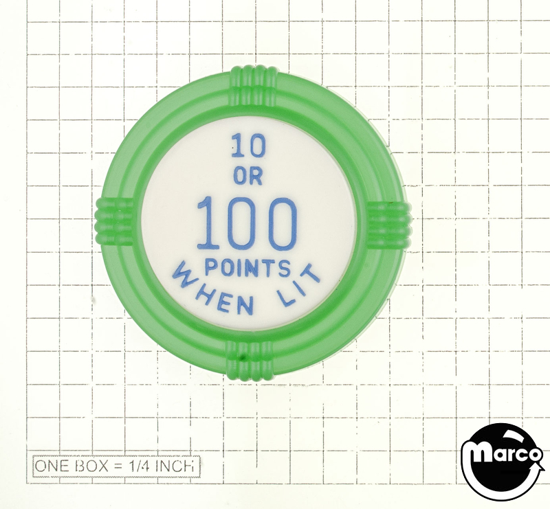 Pop bumper cap deco flat green '10 or 100 Points When Lit' b