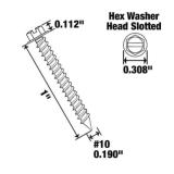 Sheet metal screw No.10 x 1 inch sl-hwh-ab zinc