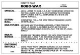 ROBO WAR (Gottlieb) Score cards (4)