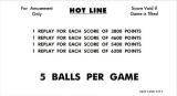 HOT LINE (Williams) Score cards (6)