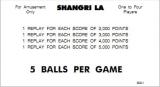 SHANGRI-LA (Williams) Score cards (4)