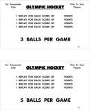 -OLYMPIC HOCKEY (Williams) Score cards