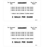 CABARET (Williams) Score Cards (3)