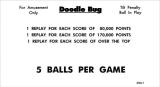 DOODLE BUG (Williams) Score card set