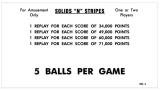 SOLIDS N STRIPES (Williams) Score Cards