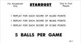 -STARDUST (Williams) Score cards (4)