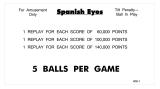 Score / Instruction Cards-SPANISH EYES (Williams) Score cards (4)