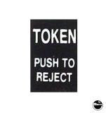 Stickers & Decals-Coin Slot TOKEN PUSH TO REJECT Decal