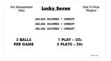 LUCKY SEVEN (Williams) Score Cards (4)