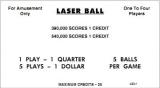 Score / Instruction Cards-LASER BALL (Williams) Score cards (4)