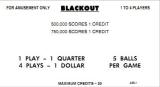 Score / Instruction Cards-BLACKOUT (Williams) Score cards (5)