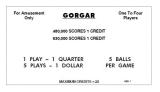 GORGAR (Williams) Score cards (4)