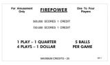 FIREPOWER (Williams) Score Cards (5)