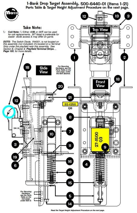 500-6440-01-72 - Drop target assembly - single bank - Marco 500-6440-01-72 - Drop target assembly - single bank - Marco