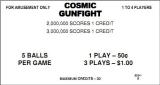 -COSMIC GUNFIGHT (Williams) Score Cards 3