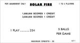 Score / Instruction Cards-SOLAR FIRE (Williams) Score cards (4)