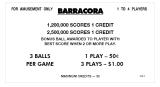 Score / Instruction Cards-BARRACORA (Williams) Score card