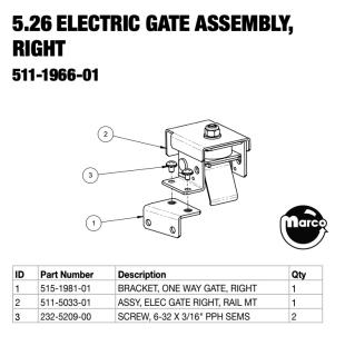 BLACK KNIGHT SOR (Stern) One way gate bracket (Right)
