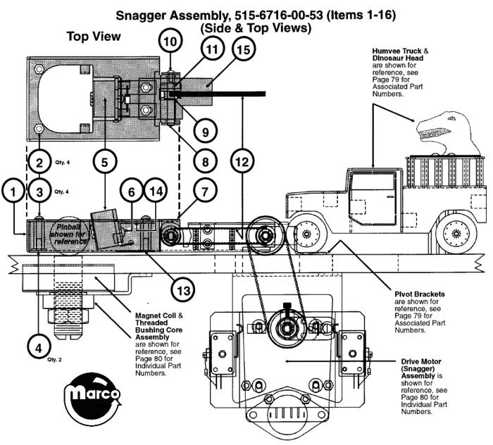 515-6716-00-53 - LOST WORLD JURASSIC PARK (Sega) Snagger assembly