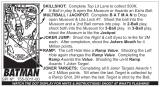 Score / Instruction Cards-BATMAN (Data East) Score Card