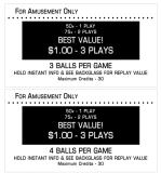 Score / Instruction Cards-Price cards Data East