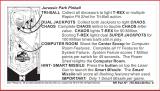 Score / Instruction Cards-JURASSIC PARK (Data East) Score card