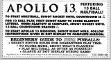 Score / Instruction Cards-APOLLO 13 (Sega) Score card