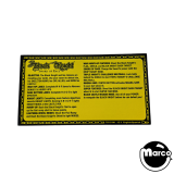 -Black Knight SOR (Stern) English & Spanish Score card