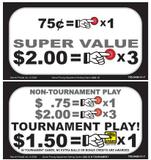 Score / Instruction Cards-Price cards Stern 75¢ x 1 / $2.00 x 3