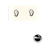 Stickers & Decals-MONOPOLY MEGA JACKPOT (Stern) Number value 9 decal