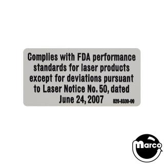FDA Laser Compliance Sticker for Star Trek PRE/LE (STERN)