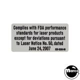 FDA Laser Compliance Sticker for Star Trek PRE/LE (STERN)