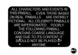 SOUTH PARK (Sega) Disclaimer Sign Pinball Topper